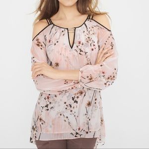 WHBM Double layered cold shoulder tunic